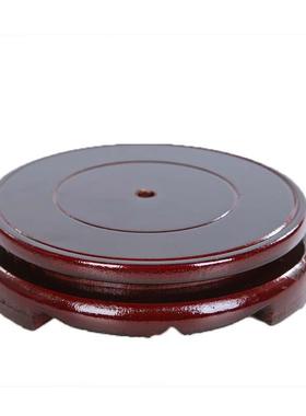 底座实木转盘金蟾酒i坛玉石压缩木质展台木质石头托架古玩盆景摆