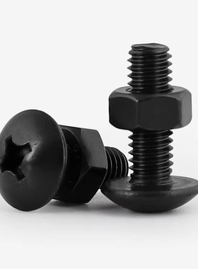 黑色304不锈钢十字大扁头螺丝螺母套装TM大圆头蘑菇头螺栓M3M4-M6