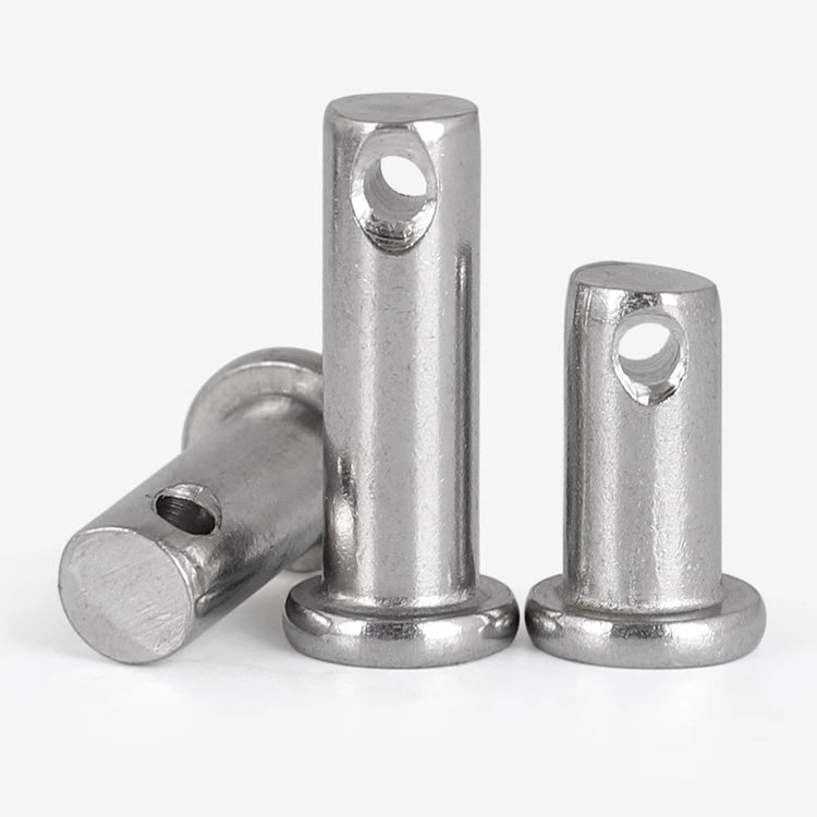 304不锈钢带孔销轴GB882平头带孔销钉圆柱销卡簧销定位销M3M4-M20