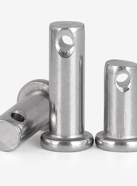 304不锈钢带孔销轴GB882平头带孔销钉圆柱销卡簧销定位销M3M4-M20