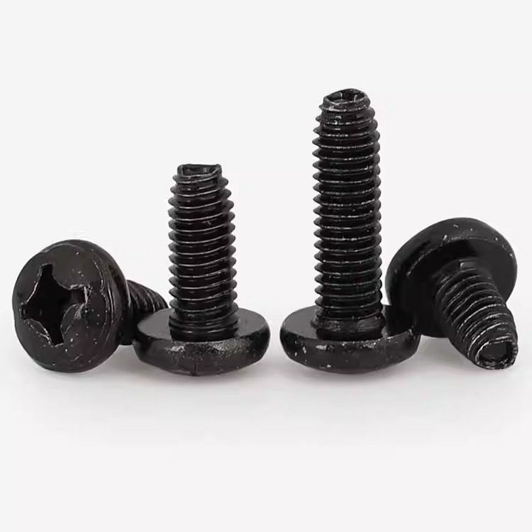 黑色十字圆头三角牙自攻螺丝盘头十字自锁螺钉机柜机箱螺丝M3-M6
