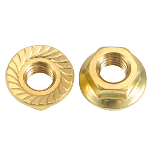 黄铜法兰螺母六角带垫带齿防松防滑锁紧螺帽M3M4M5