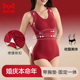 猫人本命年红色连体塑身衣带胸垫聚拢收腹束腰新娘结婚塑形束身衣
