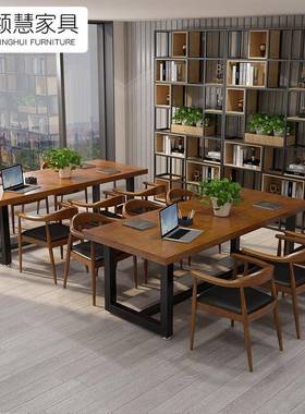 简实木办公桌椅工作室多式人职员办公台电览脑桌YH-24121阅室约写