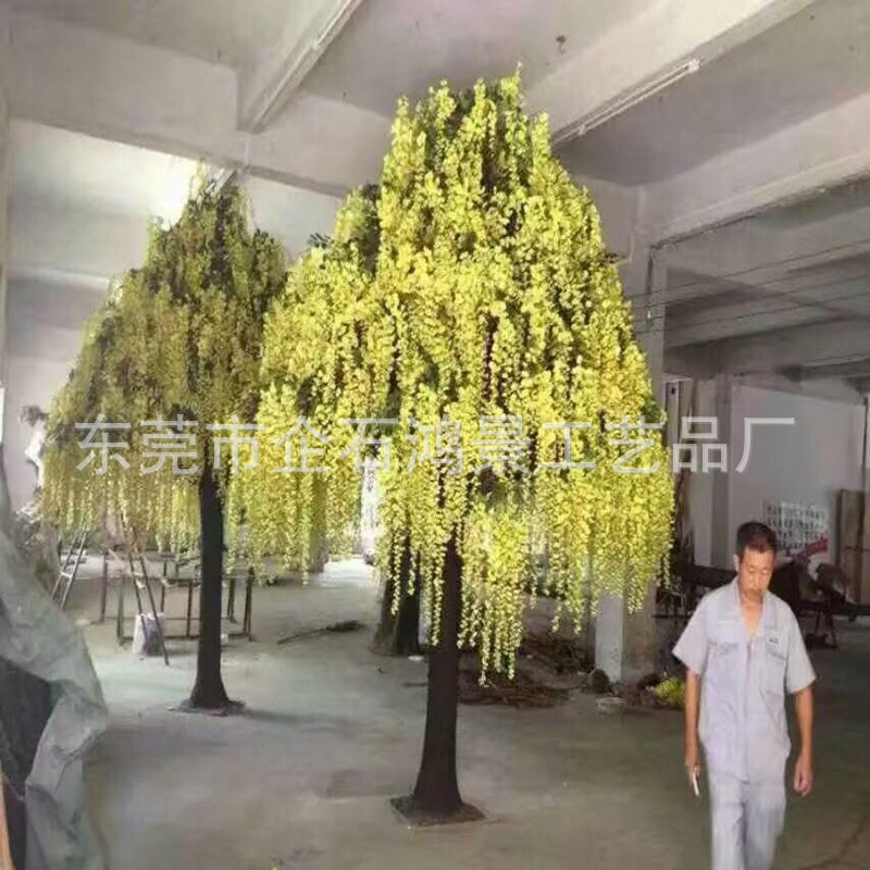 仿真紫藤豆花玻璃钢落地装饰树