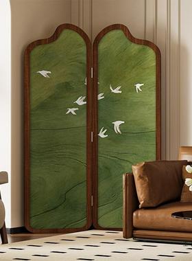 古风绿色飞燕实屏隔风断木家用客厅入户玄FIA关沙发装饰中可移动
