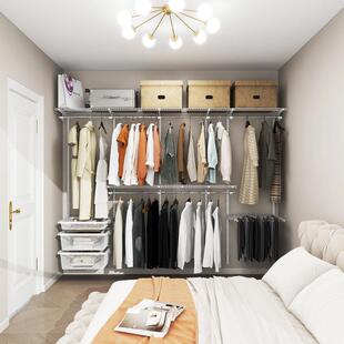 巧精灵砌墙衣主卧帽室家用挂衣区多简步入式DDV衣橱柜金属衣间极