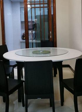 家用折叠圆桌20782折面圆台带玻璃转盘酒板店餐桌对面圆形大桌面1