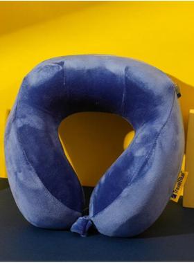 旅Trav体elBl261ue216符蓝合人工程学连帽颈枕