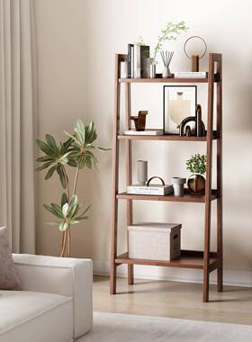 角实木梯架形置物子木多层落地花架客厅靠质XPW墙窄缝转边柜儿童