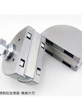 玻璃门锁铺拉玻璃双门免40537开孔不锈钢店锁中央锁单门商店对推