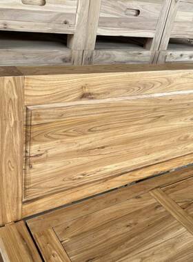 XQ老榆木床加厚30094实木双人床床用单人可定制硬板木头床家老式