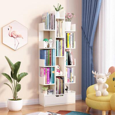 书架置物架落地墙树简约易小型客厅GMN书靠柜形儿童收纳架简现代