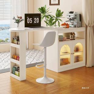 jg奶油酒风吧台子家用柜RID实木隔断柜客餐厅桌岩板边柜小型伸缩