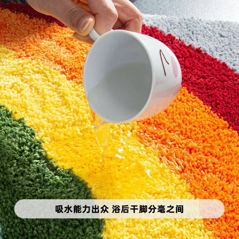 家用簇绒地毯植绒彩虹浴门口地吸水垫室垫厚RVC防滑加tpr针织垫子