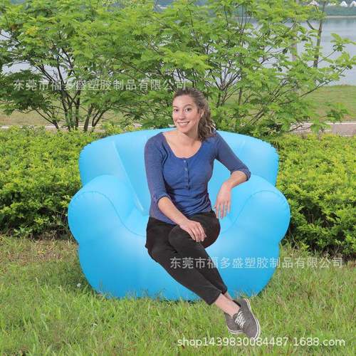 厂家直沙供Pfds-218V充闲气透明发家用休单人充C气户外露营靠背沙