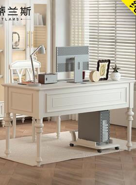 纯实木2-1.193式8-1.6-1.4米1.家用美轻奢奶油风书房书桌2脑桌电其他