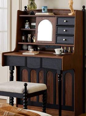 法式实木小梳妆室化台收纳一体卧书桌型小户型古风简约美56539式