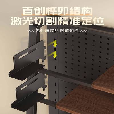 桌面洞洞板置物电架ICA层竞风书桌改造办桌立式公多铁艺整理收纳
