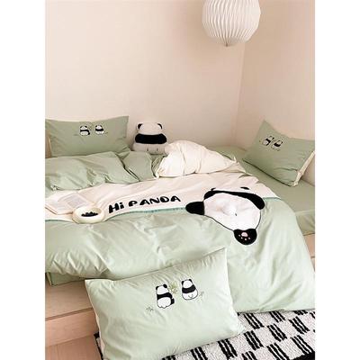 【南通家】卡通洗可爱爬爬熊纺全棉水棉四件套儿童纯棉猫床ltting