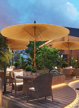 新OQJ围中式网红户外油纸大伞遮阳复古风煮庭院阳台露天院子炉茶