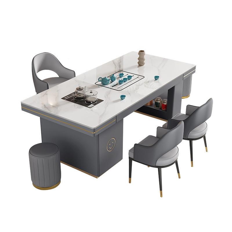 公bky奢高端岩板轻茶桌椅组合代现茶几PLR办室茶台烧