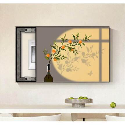 新中物式植花卉简艺电表装饰画UGG小i清新现代约箱弱电箱配电箱轻