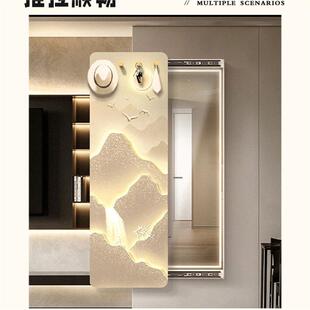 居关索靠推拉76432971全山身镜日照山隐形穿衣镜壁画隐藏式镜子金