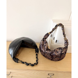 画颜欧美新月形腋下包复古半月包单肩包手提包Amalia羊皮HOBO手袋