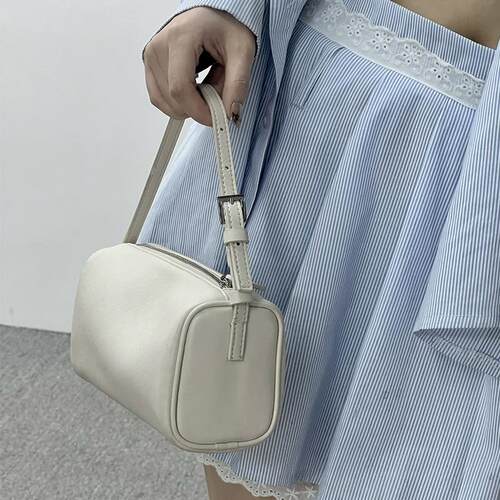 90s手提包画颜牛皮极简笔筒包