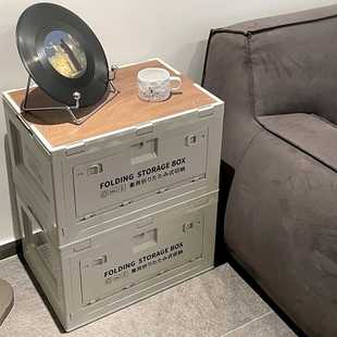 奶油风收纳箱车载后备箱户外露营折叠箱野营装备整理箱卧室床头柜