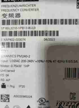 议价重载功率0.55KW电压200-240VG120变频器6SL3210-1PB13-8~议价