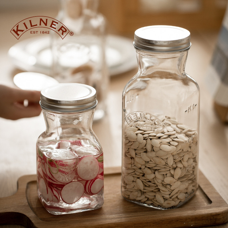 英国Kilner玻璃密封空瓶子牛奶果汁饮料干货零食收纳罐泡菜腌制罐