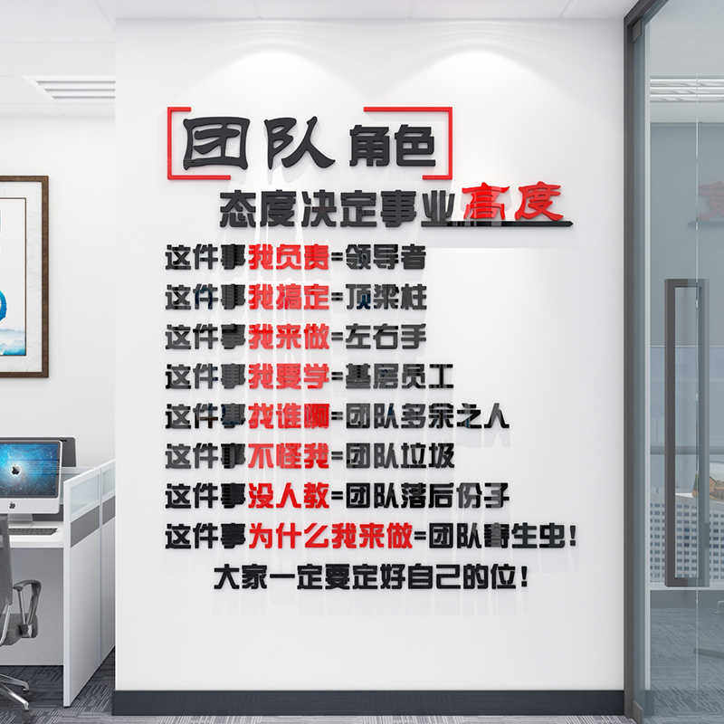 办公司室墙面装饰企业部门文化团队销售氛围布置会议激励志标语贴