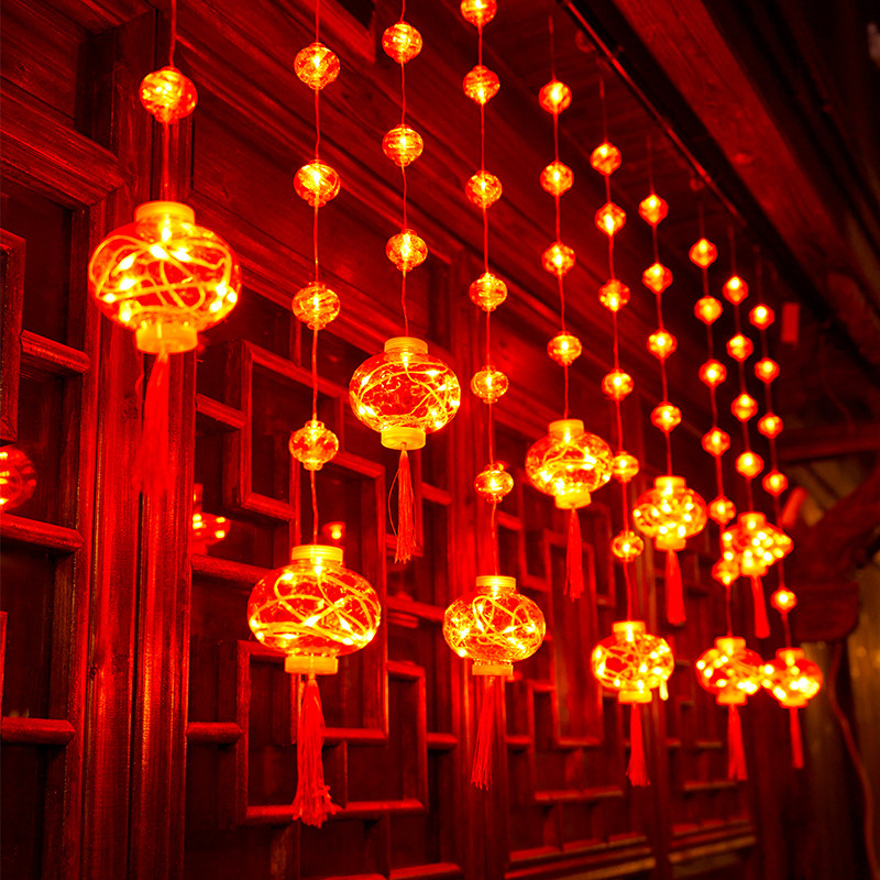 2025新年布置春节装饰灯红灯笼led星星灯小彩灯闪灯家用场景