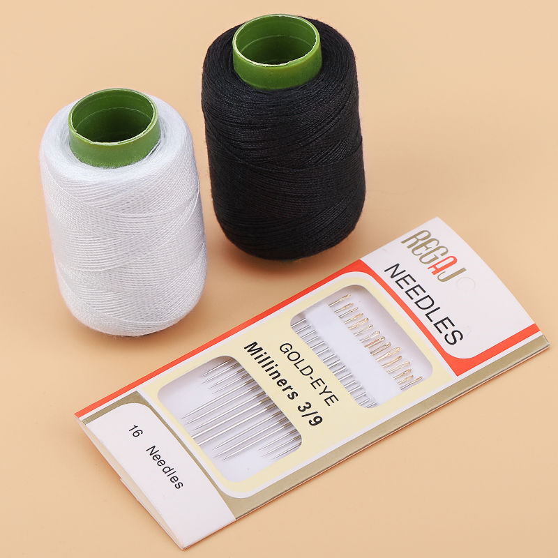家用手缝针线缝衣服的线黑白线手工缝纫线彩色线卷缝补衣针线套装