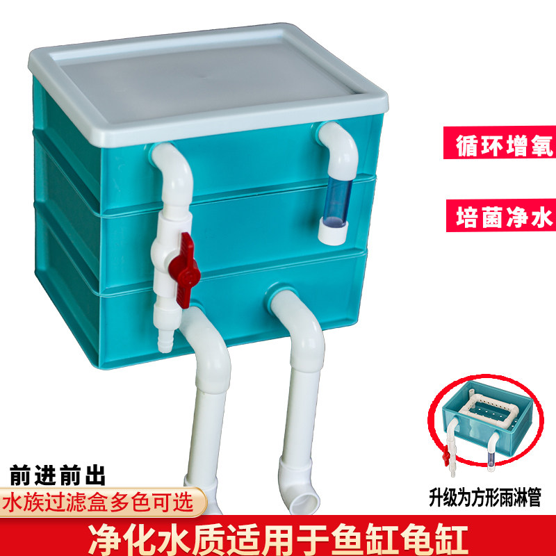 龟缸鱼缸过滤盒净水器滴流盒周转箱干湿分离上置过滤器前进前出图片