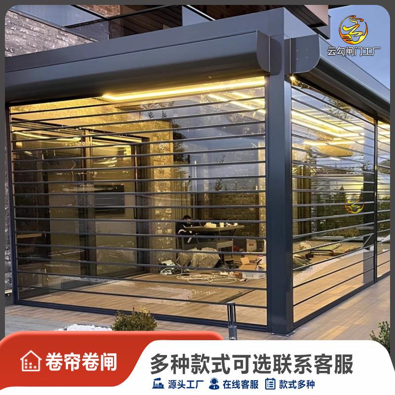 电动PCV透视水晶卷帘门透明遥控不锈钢卷闸门商场铝合金隔断卷门