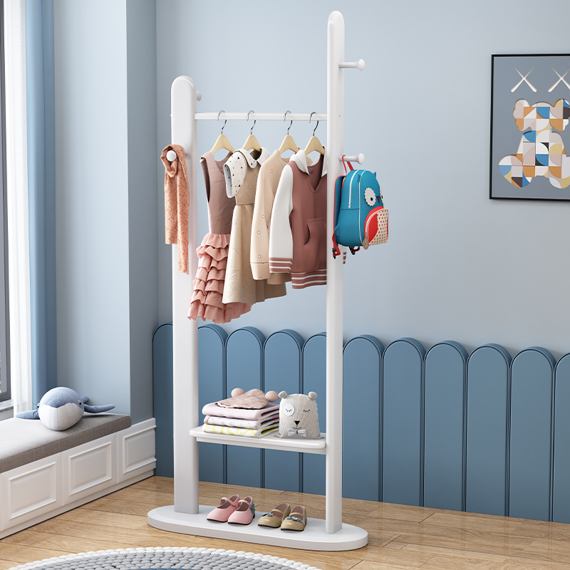实木衣架落地卧室简易挂衣架衣服收纳架子置物架家用简约式衣帽架