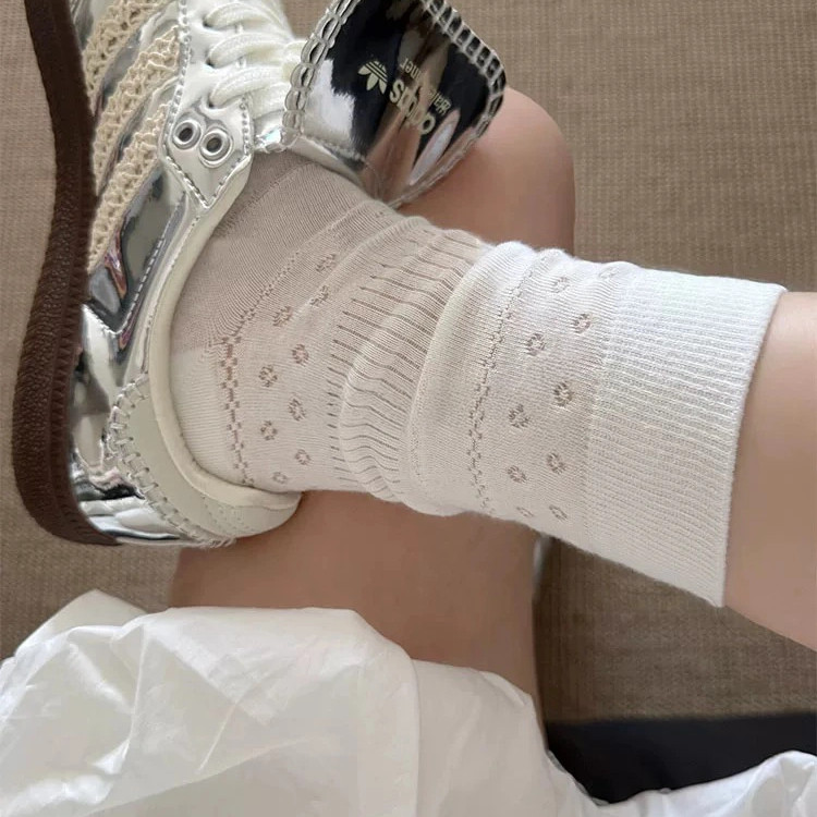夏季jk袜韩系奶油色镂空网眼袜