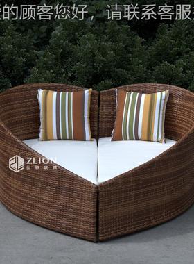 店户外藤编桌椅庭院别墅酒花园阳台99944室外藤椅椅沙发心形桌组