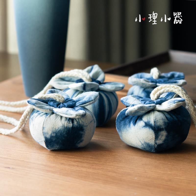 柿子香囊丨扎染手工香囊挂件薰衣草香包可爱柿子挂饰针插蓝染布艺