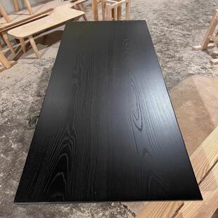 炭化黑色白蜡木大板茶桌工作台亚克力悬浮餐桌榆木岛台书桌板定制