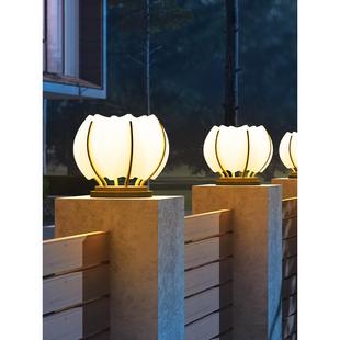 大门灯门柱灯户外太阳能院墙柱子灯花园柱头灯圆形别墅庭院立柱灯