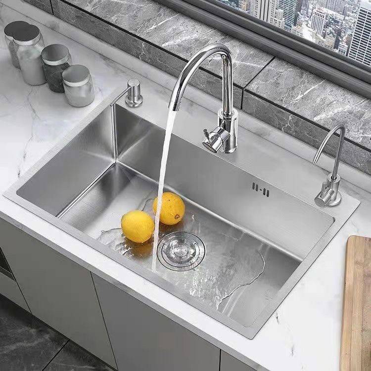 厨房304不锈钢手工拉丝加厚单槽水槽套餐家用洗菜盆洗碗槽食品级