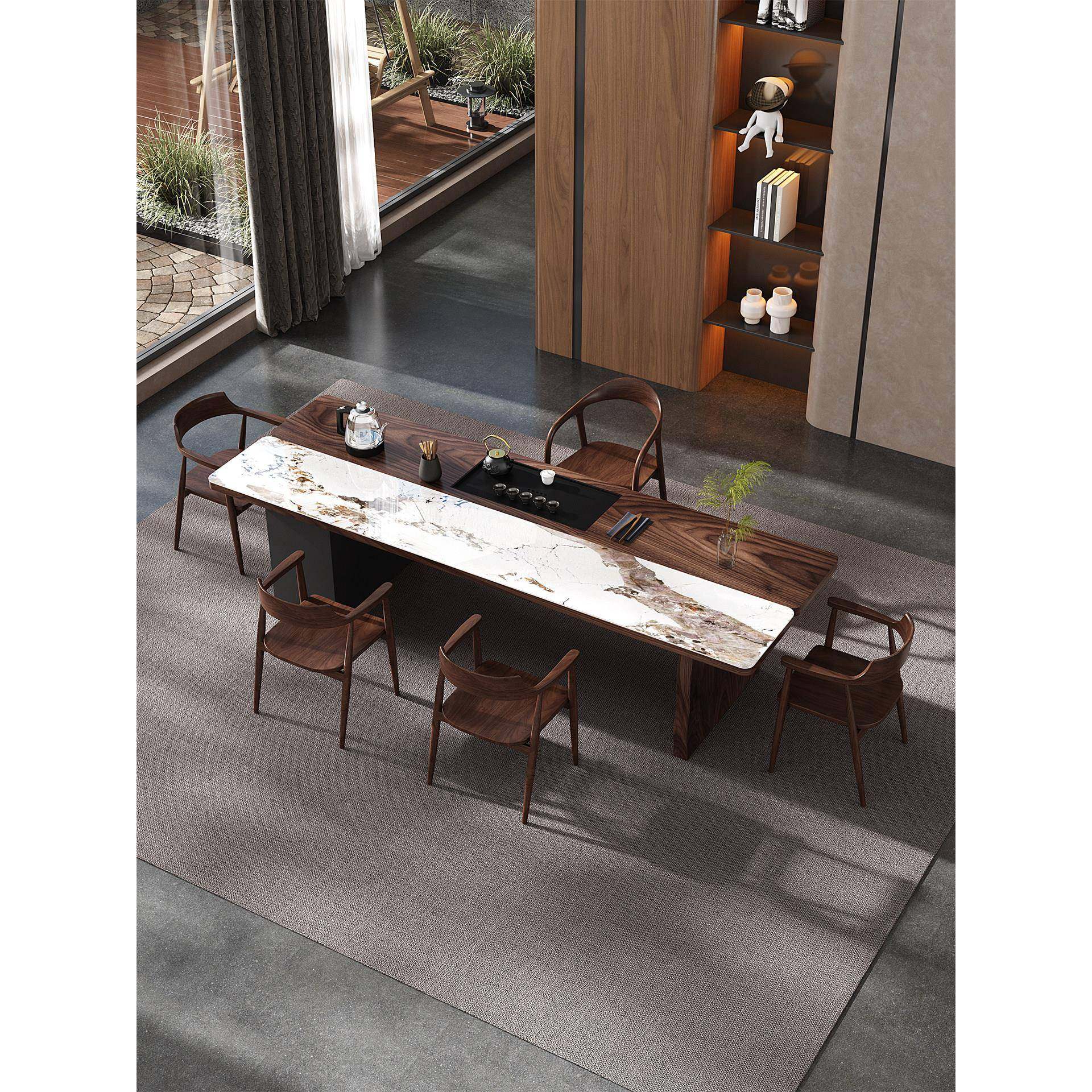 新中式岩板南美黑胡桃木茶桌办公室意式极简现代高级感接待泡茶台,住宅家具,家用茶台/茶桌,淘宝优惠券,粉丝福利购,淘宝优惠卷