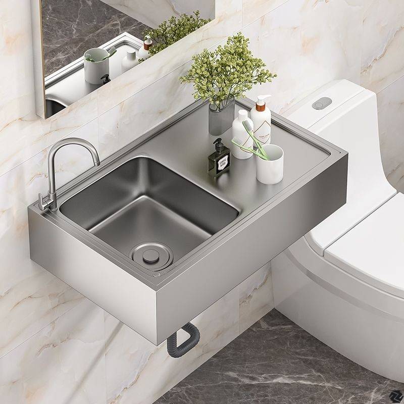 商用厨房洗菜盆304不锈钢洗手盆带支架一体洗碗池家用水槽大单槽