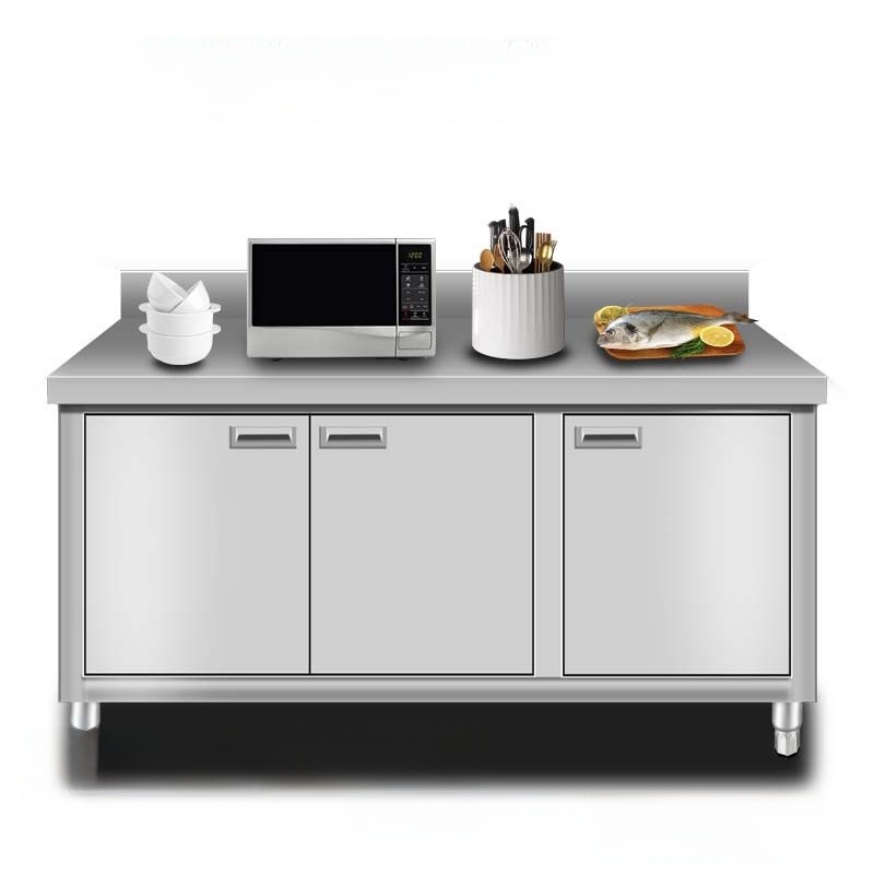 定制新型不锈钢商用开门工作台家庭厨房柜双门储骨斩骨台