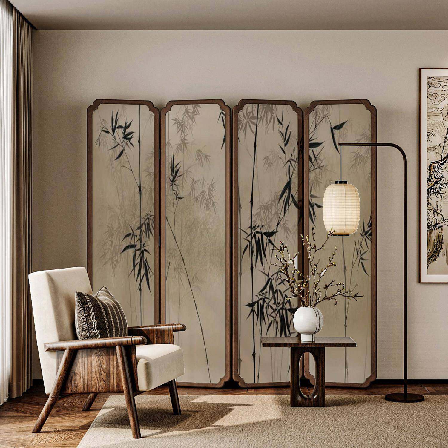 中古实木屏风隔断客厅茶室沙发客厅入户办公室墙背景移动折屏竹子,住宅家具,折屏,淘宝优惠券,粉丝福利购,淘宝优惠卷