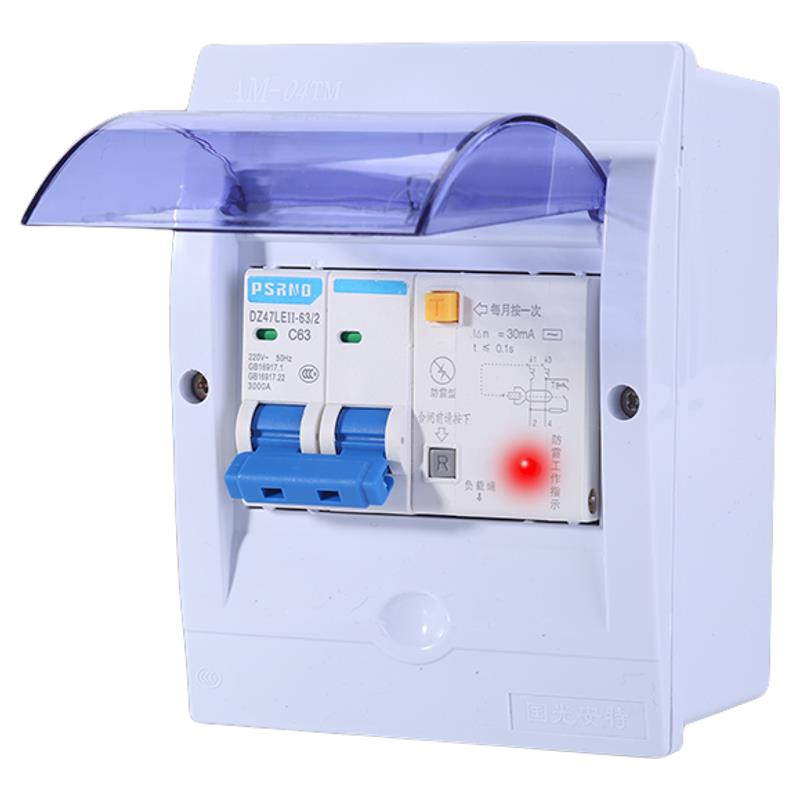 防雷漏保DZ47L2P63A家用断路器漏保漏电防雷带指示灯开关带防水盒